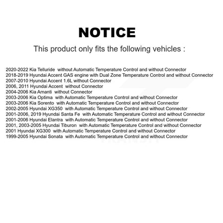 HVAC Blower Motor Resistor SEN-2BMR0047 For Hyundai Accent Santa Fe Kia Telluride Elantra Sorento