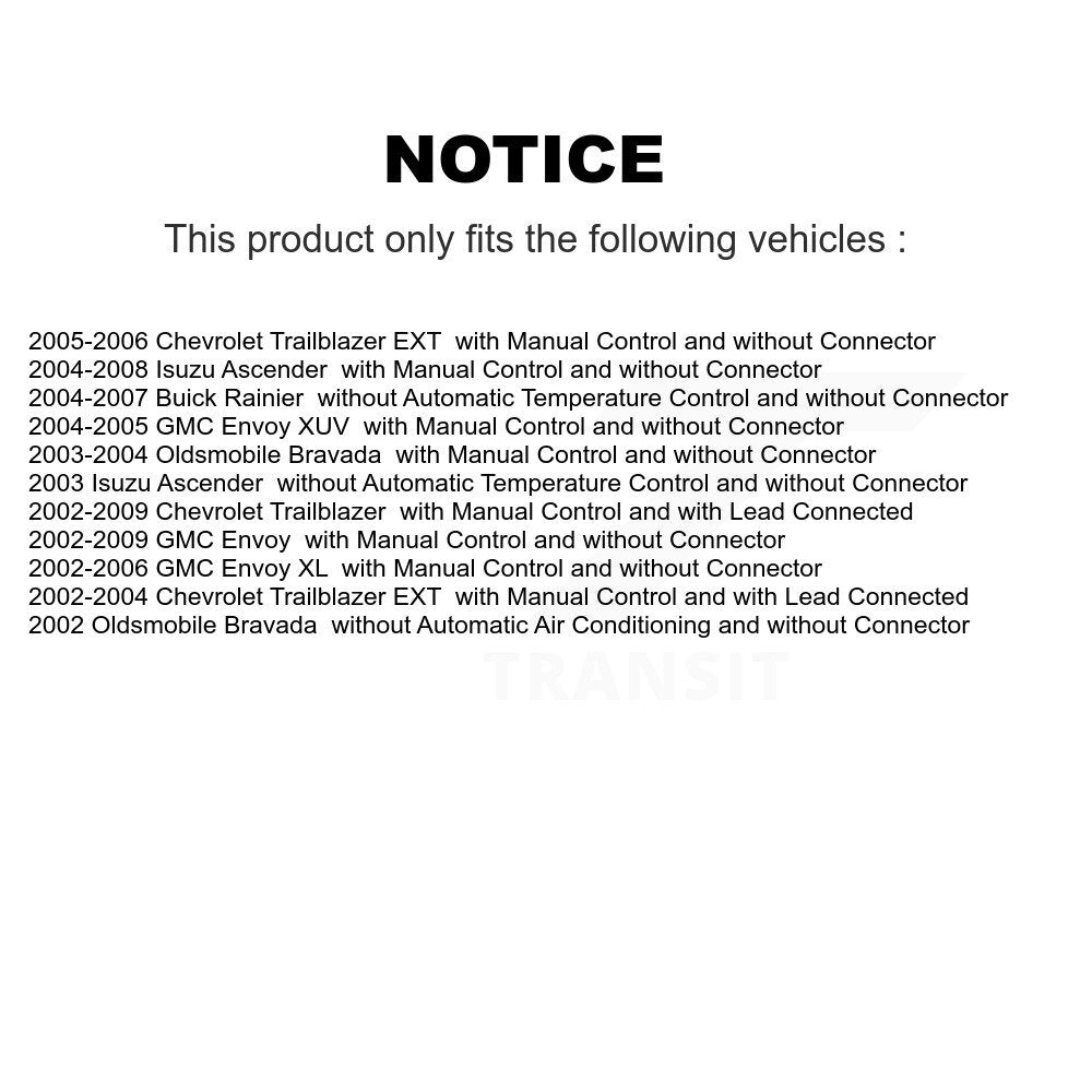 HVAC Blower Motor Resistor SEN-2BMR0097 For Chevrolet GMC Trailblazer Envoy XL EXT Buick Rainier XUV
