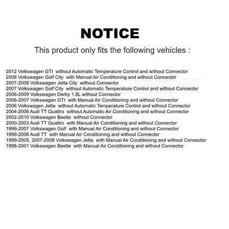 HVAC Blower Motor Resistor SEN-2BMR1001 For Volkswagen Jetta Golf Beetle City GTI Audi TT Quattro