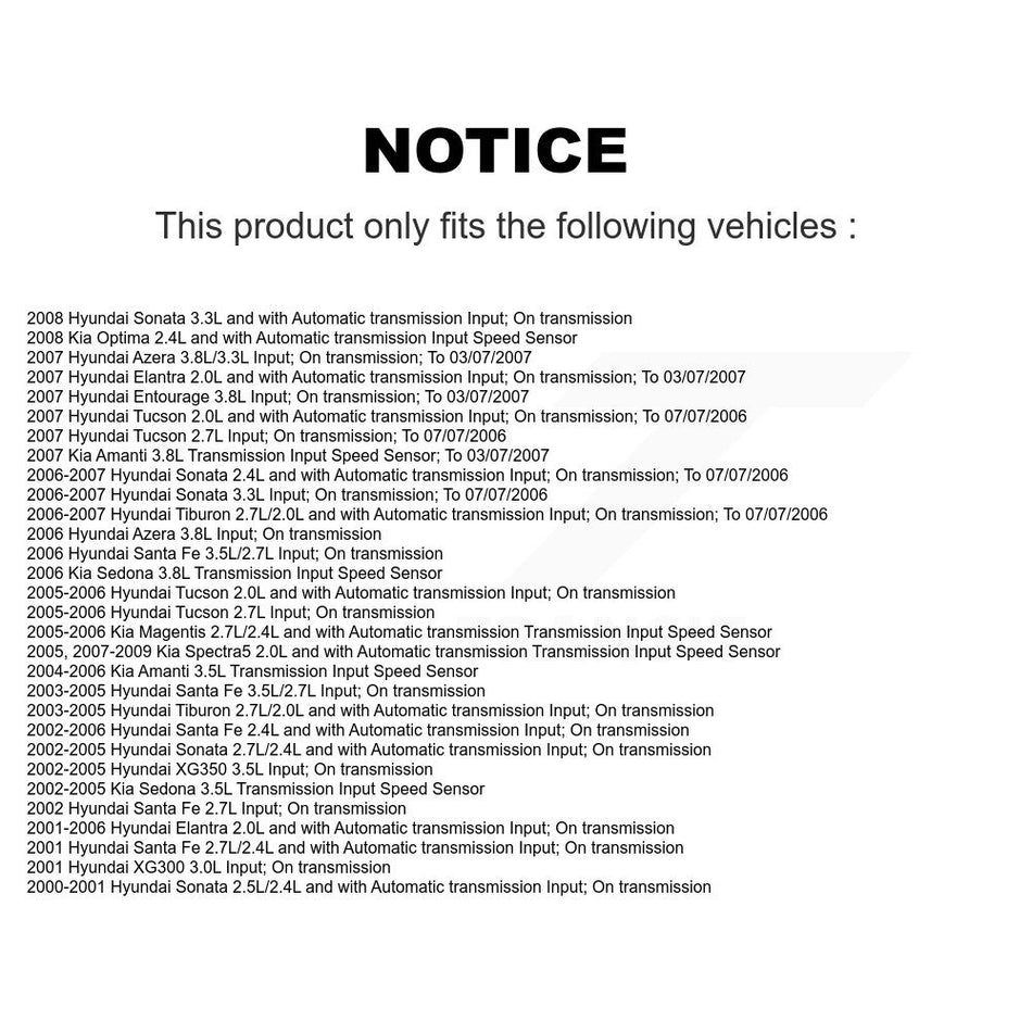 Speed Sensor SEN-2VSS0005 For Hyundai Sonata Tucson Santa Fe Kia Elantra Spectra5 Entourage Tiburon