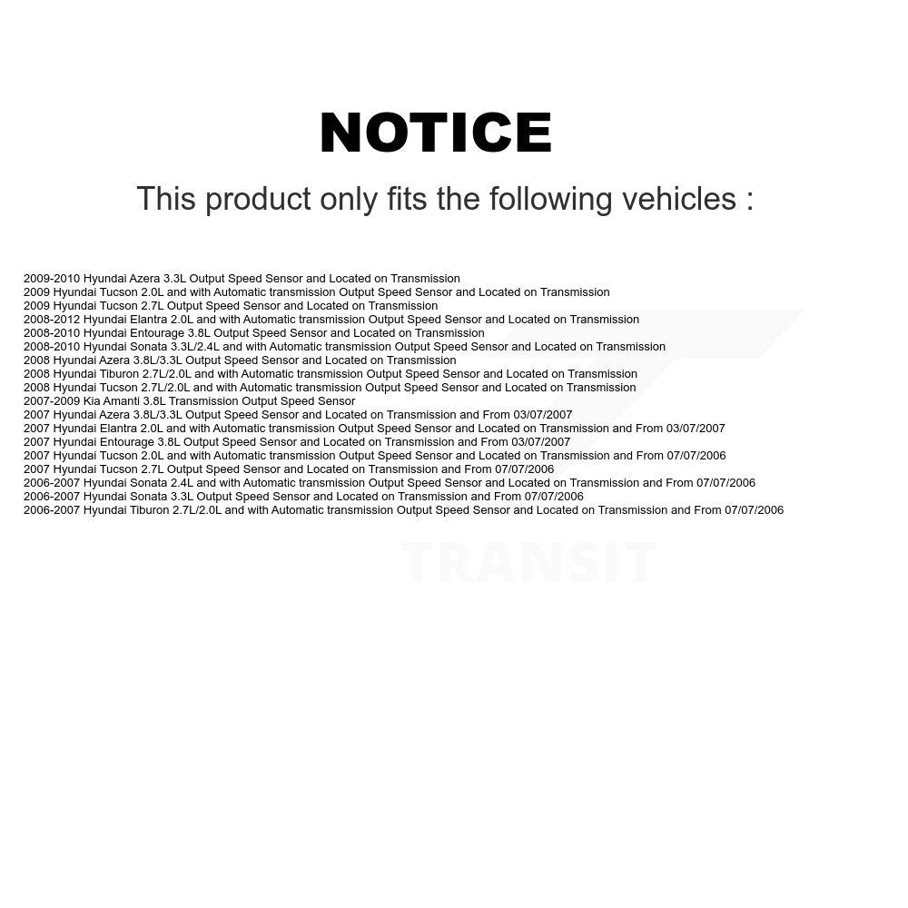 Vehicle Speed Sensor SEN-2VSS0021 For Hyundai Elantra Sonata Tucson Entourage Azera Kia Amanti