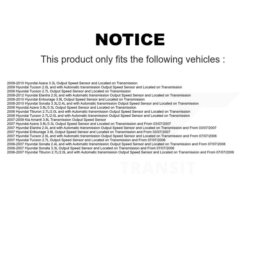 Vehicle Speed Sensor SEN-2VSS0021 For Hyundai Elantra Sonata Tucson Entourage Azera Kia Amanti