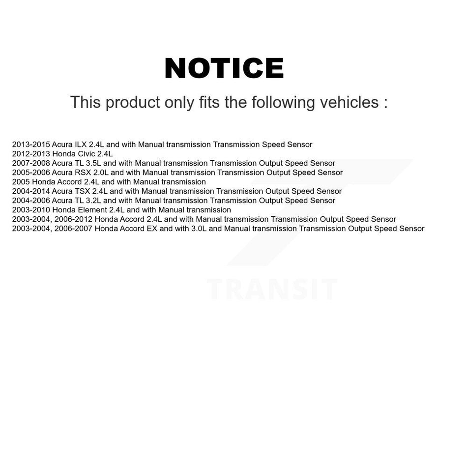 Vehicle Speed Sensor SEN-2VSS0067 For Honda Civic Accord Acura TSX TL Element ILX RSX