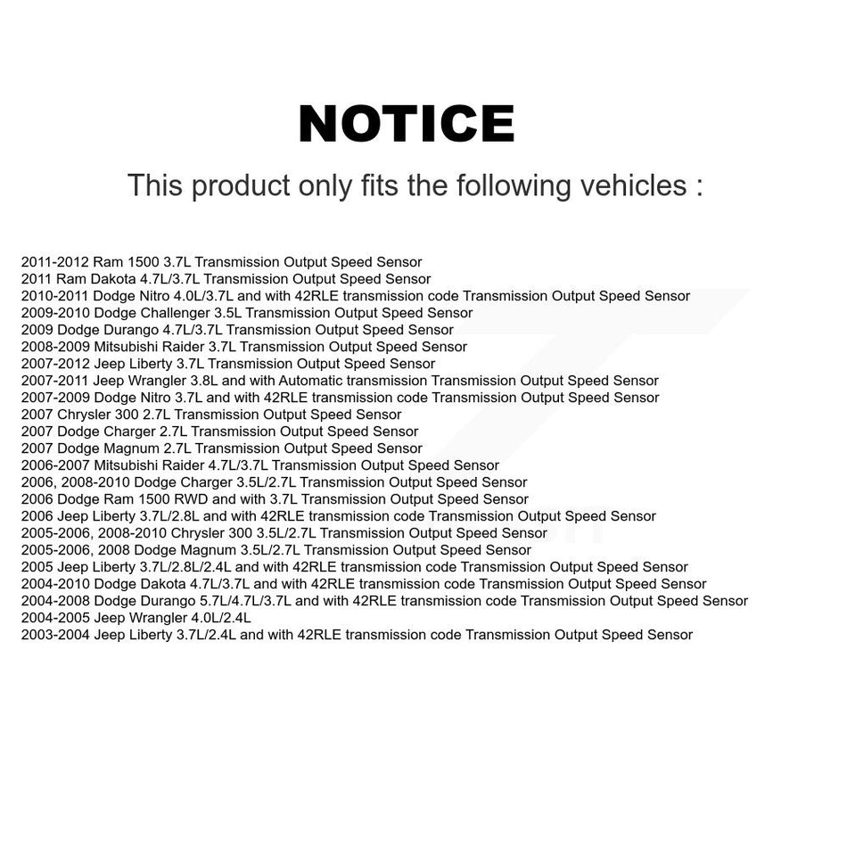 Speed Sensor SEN-2VSS0068 For Dodge Jeep Ram 1500 Wrangler Liberty Dakota Chrysler 300 Charger Nitro