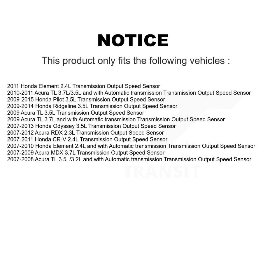 Vehicle Speed Sensor SEN-2VSS0074 For Honda CR-V Odyssey Acura Pilot RDX MDX Ridgeline TL Element