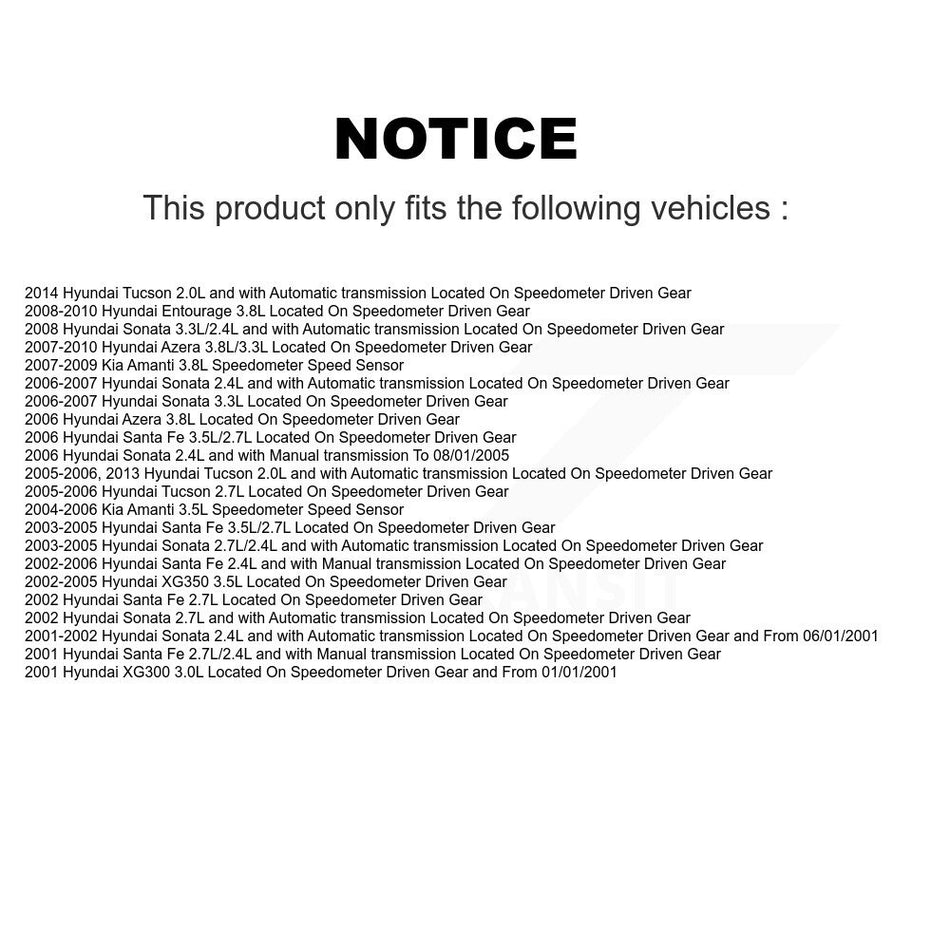Vehicle Speed Sensor SEN-2VSS0087 For Hyundai Tucson Sonata Santa Fe Azera Entourage Kia Amanti