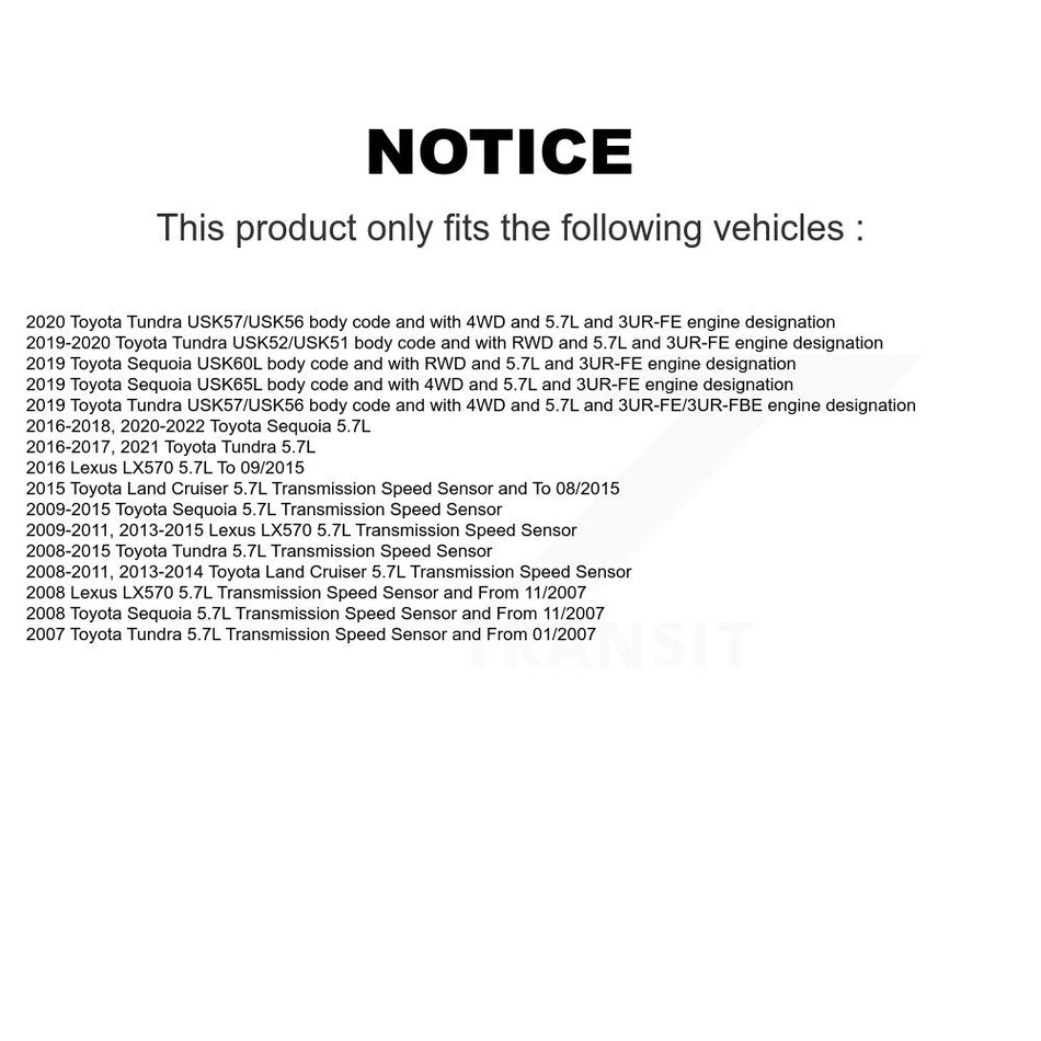 Speed Sensor SEN-2VSS0737 For Toyota Tundra Sequoia Lexus LX570 Land Cruiser