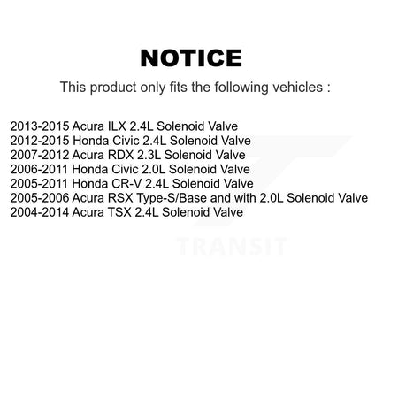 Engine Variable Valve Timing (VVT) Solenoid SEN-2VTS0039 For Honda Civic CR-V Acura TSX RDX ILX RSX