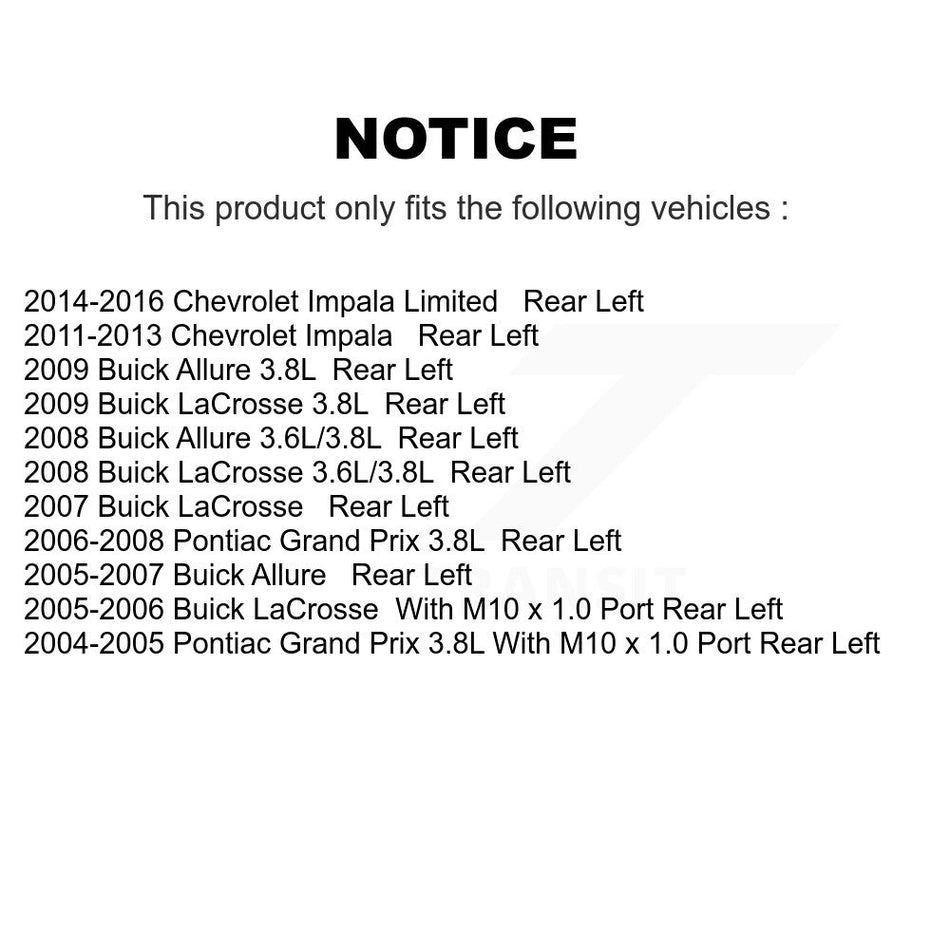 Rear Left (Driver Side) Disc Brake Caliper SLC-18B5010 For Chevrolet Impala Pontiac Grand Prix Buick LaCrosse Limited Allure