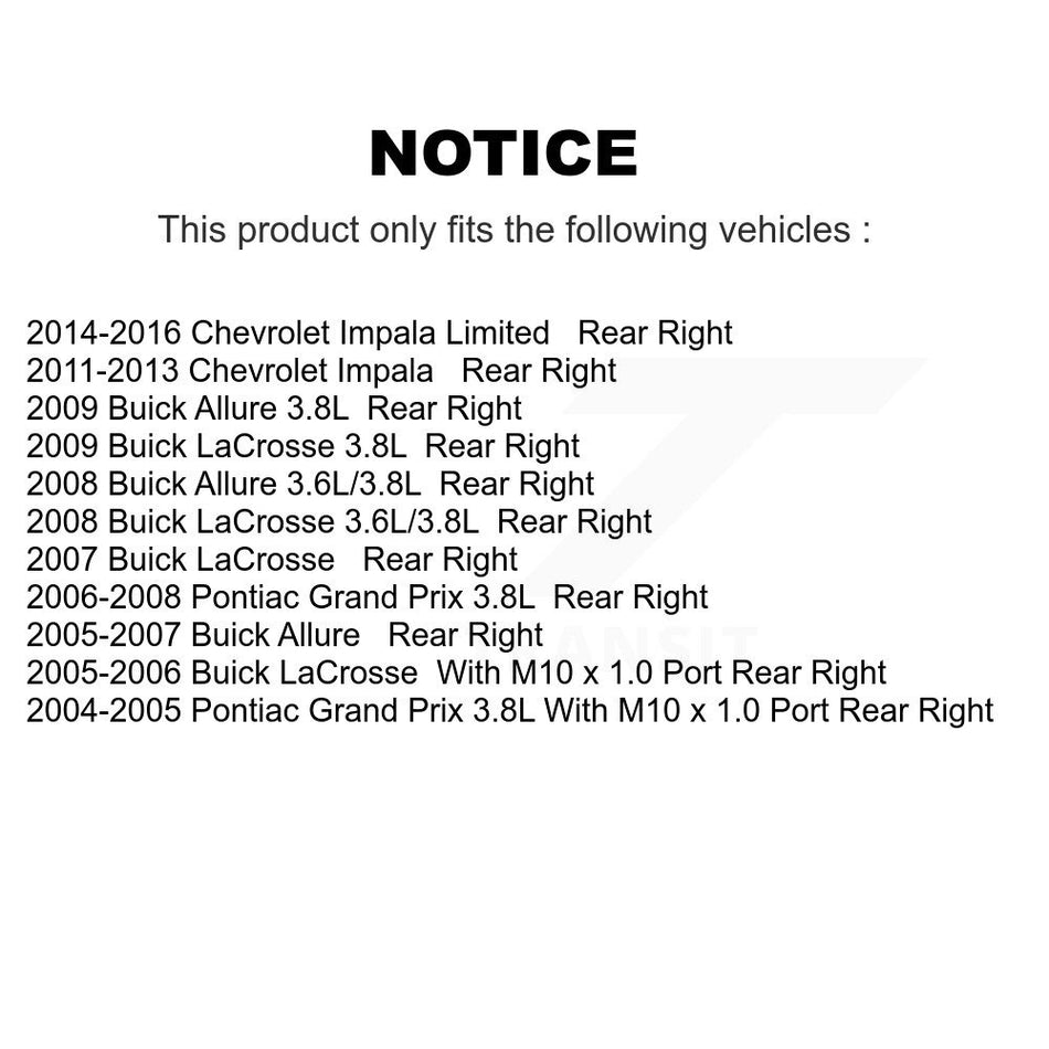 Rear Right (Passenger Side) Disc Brake Caliper SLC-18B5011 For Chevrolet Impala Pontiac Grand Prix Buick LaCrosse Limited Allure