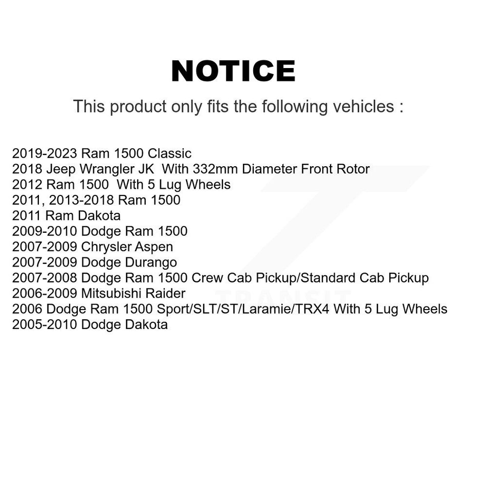 Front Ceramic Disc Brake Pads TEC-1084 For Ram 1500 Classic Dodge Dakota Jeep Wrangler JK Chrysler