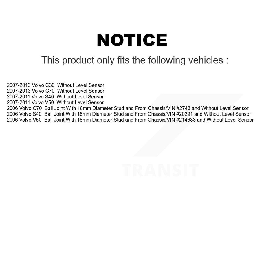 Front Left Lower Suspension Control Arm Ball Joint Assembly TOR-CK620598 For Volvo C30 S40 C70 V50