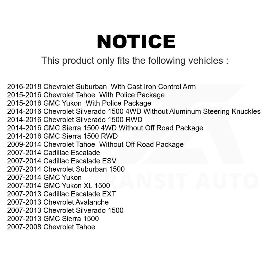 Front Right Lower Suspension Control Arm Ball Joint Assembly TOR-CK620889 For Chevrolet Silverado 1500 GMC Sierra Tahoe Yukon Suburban Cadillac XL Avalanche Escalade ESV EXT