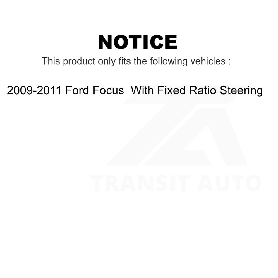 Front Inner Steering Tie Rod End TOR-EV800571 For 2009-2011 Ford Focus With Fixed Ratio