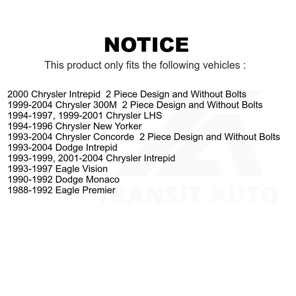 Front Inner Steering Tie Rod End Bushing Kit TOR-K7349 For Chrysler Dodge Intrepid Concorde 300M LHS Eagle Vision New Yorker Premier Monaco