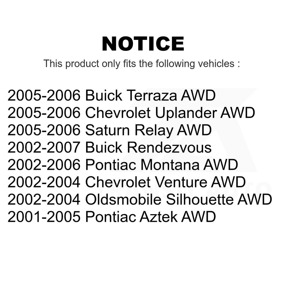 Rear Suspension Stabilizer Bar Link Kit TOR-K750010 For Buick Rendezvous Chevrolet Pontiac Venture Montana Uplander Aztek Terraza Oldsmobile Silhouette Saturn Relay