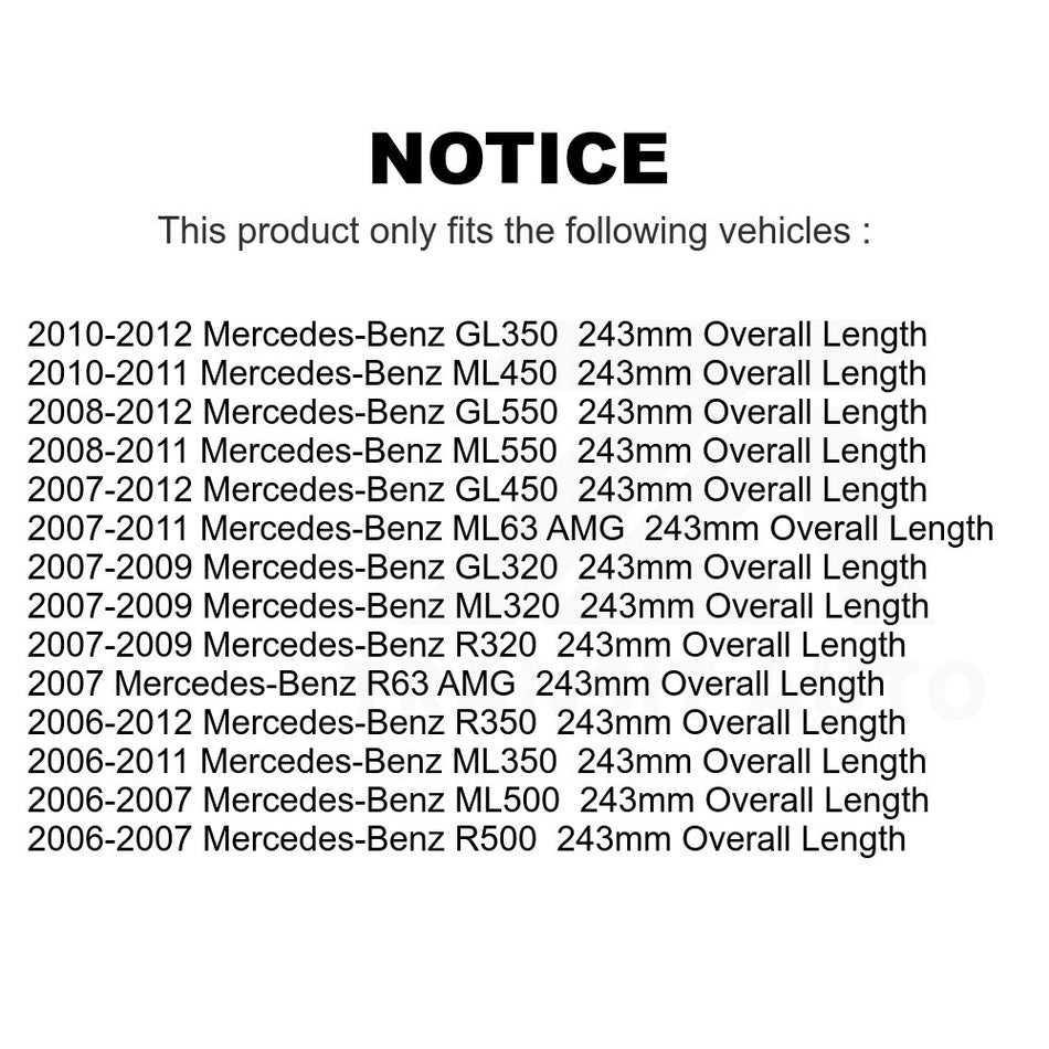 Front Suspension Stabilizer Bar Link Kit TOR-K750064 For Mercedes-Benz ML350 GL450 R350 GL550 ML500 ML320 GL350 ML550 GL320 R500 R320 ML63 AMG ML450 R63 243mm Overall Length