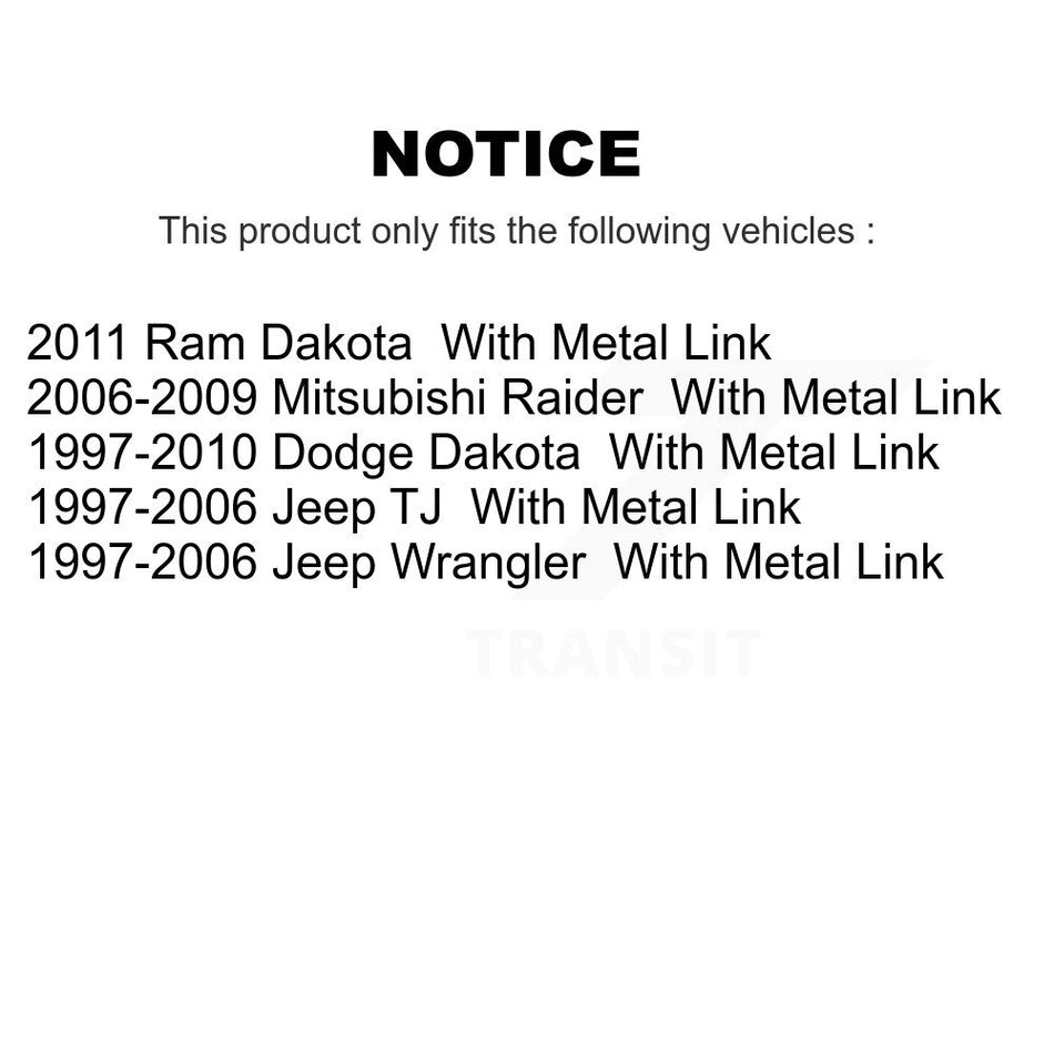 Rear Suspension Stabilizer Bar Link Kit TOR-K750379 For Dakota Dodge Jeep Wrangler Ram Mitsubishi TJ