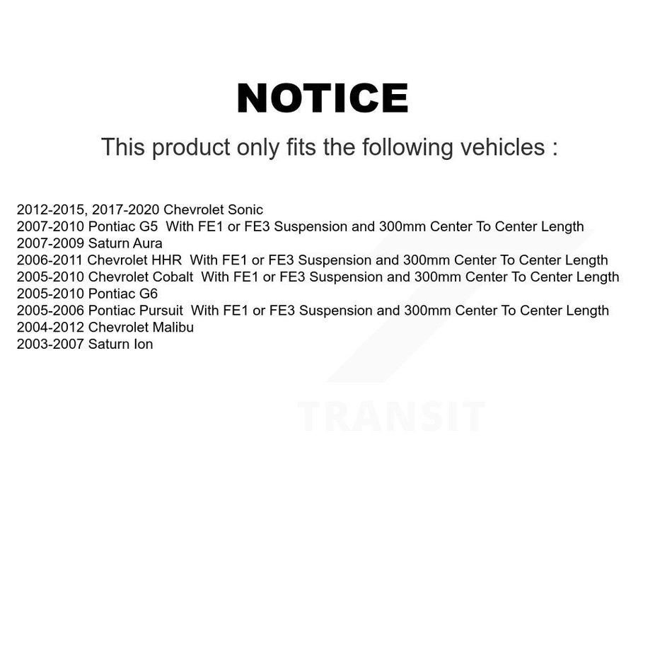 Front Suspension Stabilizer Bar Link Kit TOR-K80252 For Chevrolet Cobalt Malibu Pontiac Sonic G5 G6