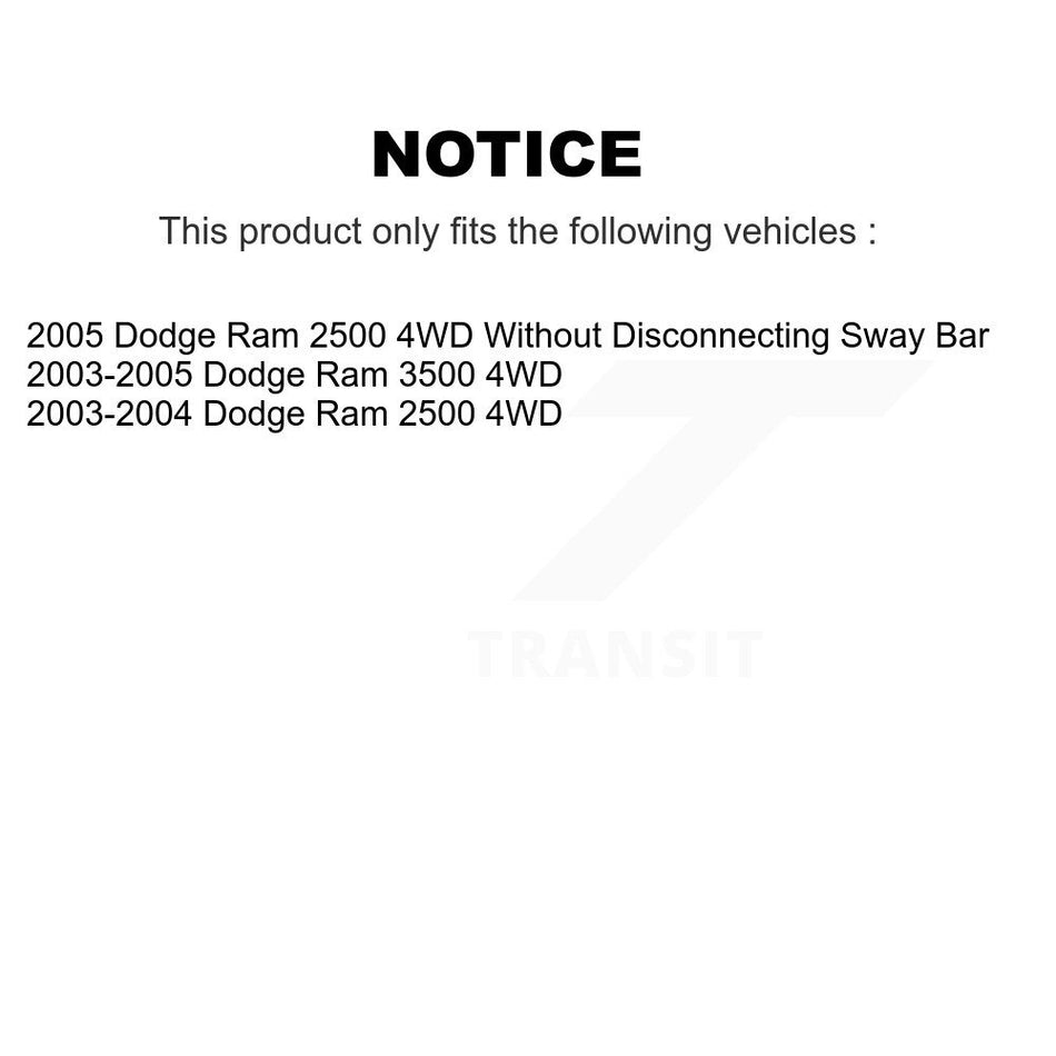 Front Suspension Stabilizer Bar Link Kit TOR-K80885 For Dodge Ram 2500 3500 4WD