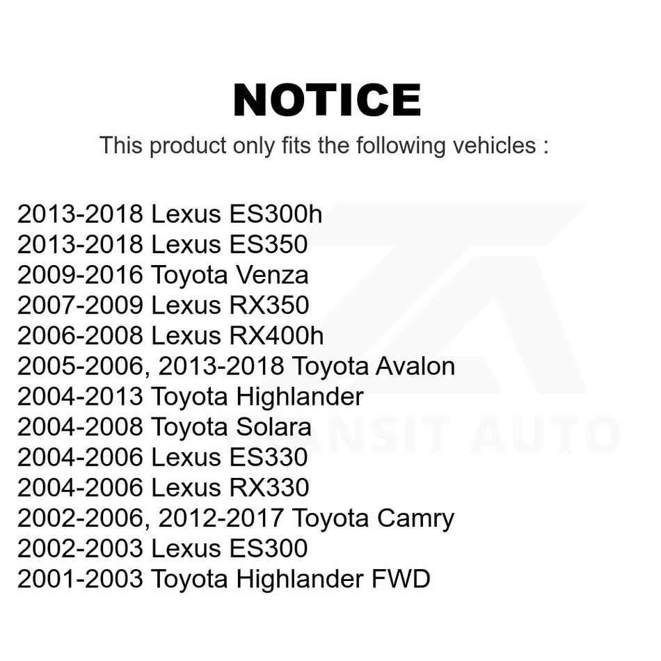 Rear Suspension Stabilizer Bar Link Kit TOR-K90345 For Toyota Camry Highlander Lexus Avalon ES350 Venza RX350 RX330 Solara ES330 ES300 ES300h RX400h