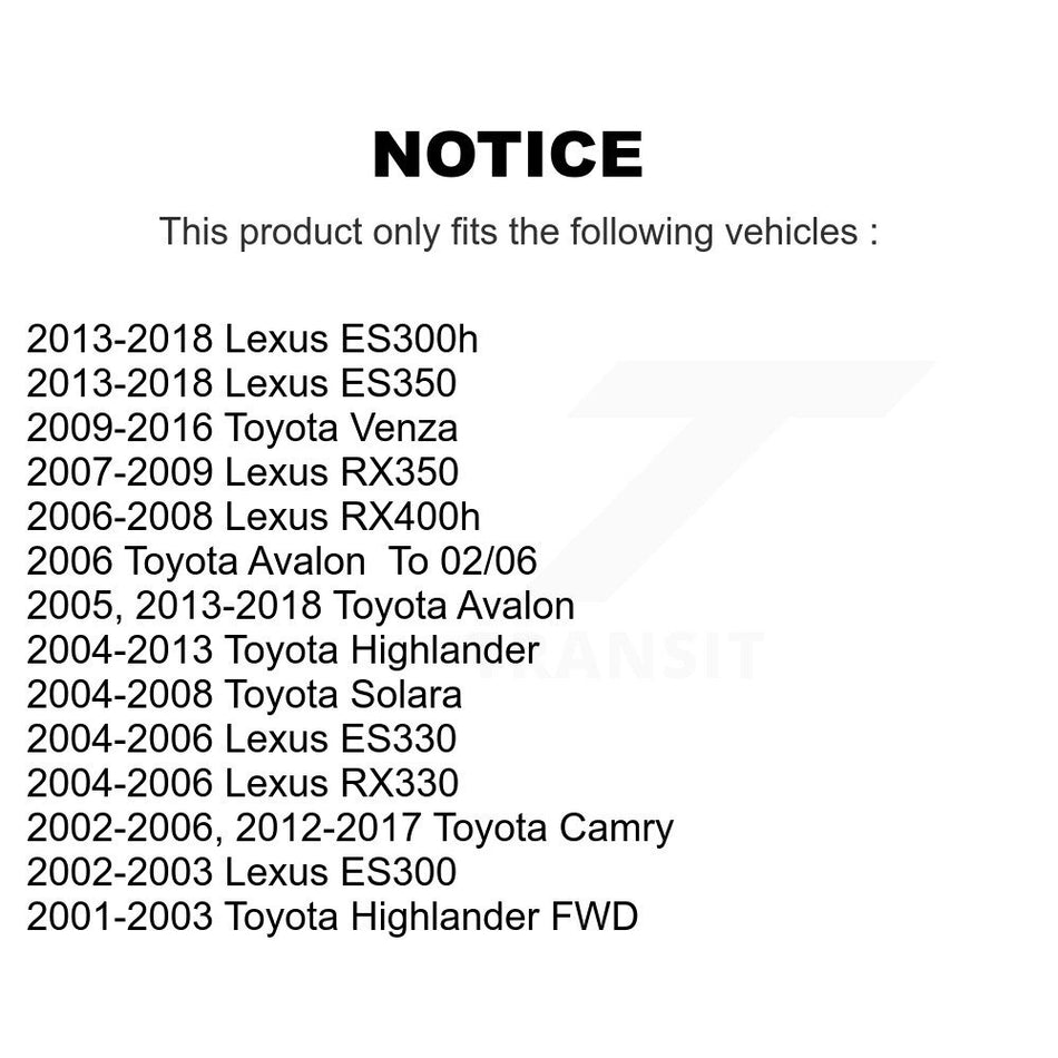 Rear Suspension Stabilizer Bar Link Kit TOR-K90345 For Toyota Camry Venza Highlander Lexus RX350