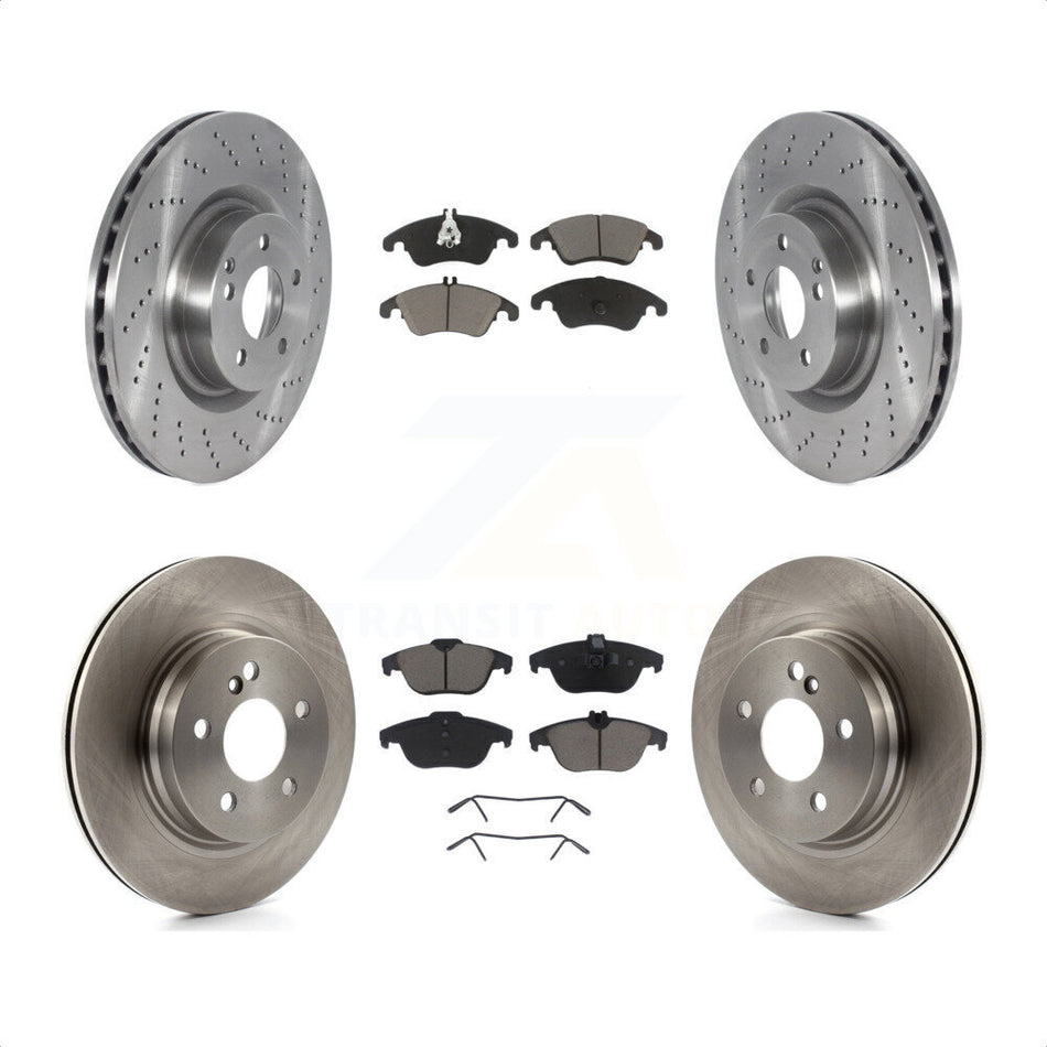 Front Rear Disc Brake Rotors And Ceramic Pads Kit For 2010-2011 Mercedes-Benz E550 Coupe With 300mm Diameter Rotor K8C-101608 by Transit Auto