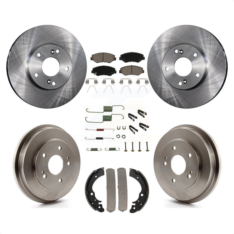 Front Rear Disc Brake Rotors Ceramic Pads And Drum Kit (7Pc) For Honda Accord Fit K8C-102177 by Transit Auto