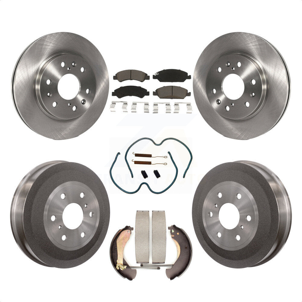 Front Rear Disc Brake Rotors Ceramic Pads And Drum Kit (7Pc) For 2009-2009 Chevrolet Silverado 1500 GMC Sierra Except Vehicles Using Hold Down Pins K8C-102185 by Transit Auto