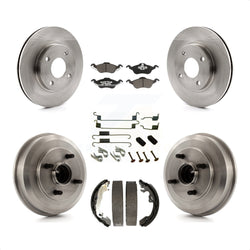 Front Rear Disc Brake Rotors Ceramic Pads And Drum Kit (7Pc) For Ford Focus Wheel Bearing Includes K8C-102258