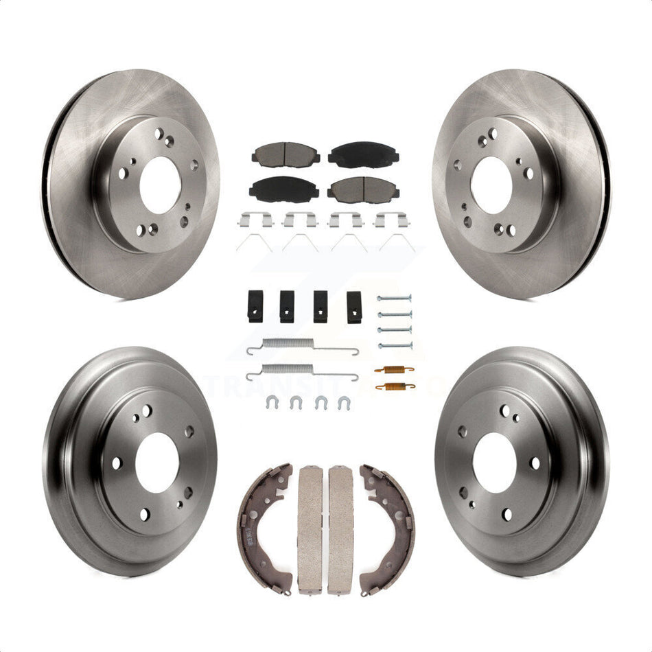 Front Rear Disc Brake Rotors Ceramic Pads And Drum Kit (7Pc) For Honda Civic K8C-102269 by Transit Auto