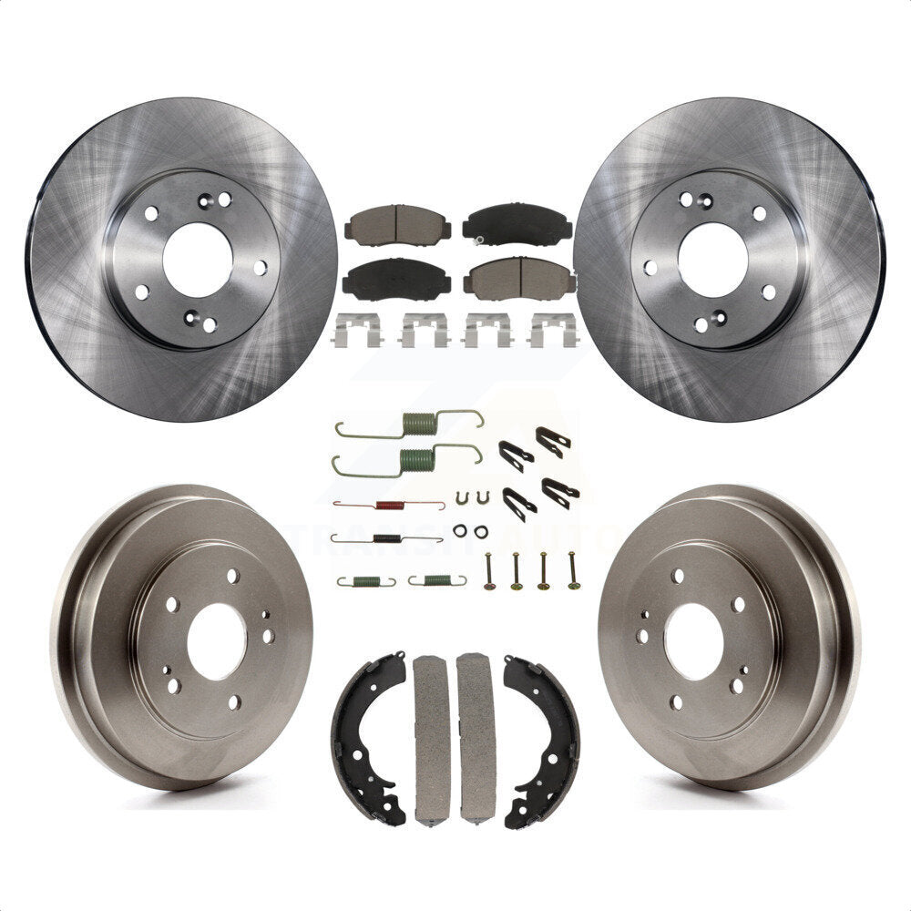 Front Rear Disc Brake Rotors Ceramic Pads And Drum Kit (7Pc) For Honda Accord Civic K8C-102275 by Transit Auto