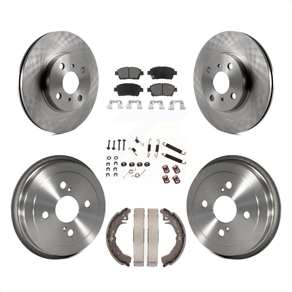 Front Rear Disc Brake Rotors Ceramic Pads And Drum Kit (7Pc) For 2001-2005 Toyota Echo K8C-102279 by Transit Auto