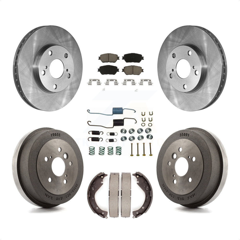 Front Rear Disc Brake Rotors Ceramic Pads And Drum Kit (7Pc) For 2005 Toyota Camry Base LE Vehicles Manufactured In USA K8C-102298 by Transit Auto