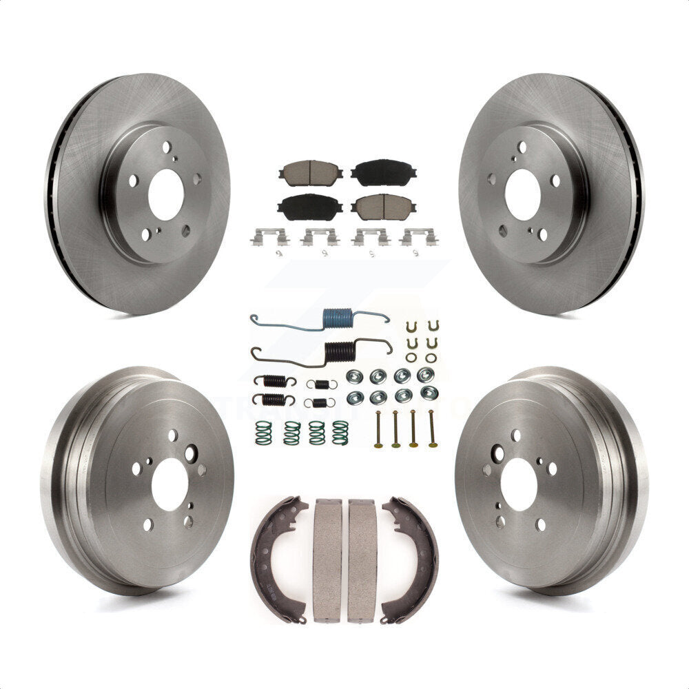 Front Rear Disc Brake Rotors Ceramic Pads And Drum Kit (7Pc) For 2005-2006 Toyota Camry SE XLE Vehicles Manufactured In Japan K8C-102301 by Transit Auto