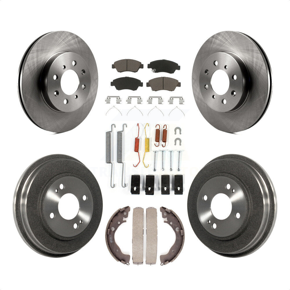 Front Rear Disc Brake Rotors Ceramic Pads And Drum Kit (7Pc) For Honda Fit K8C-102314 by Transit Auto