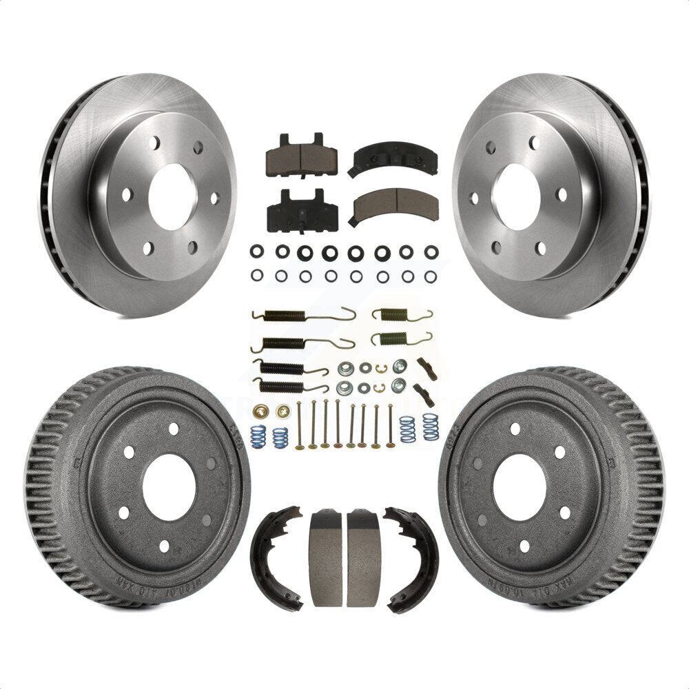 Front Rear Disc Brake Rotors Ceramic Pads And Drum Kit (7Pc) For 1995-1997 GMC Yukon 2 doors with 4WD GAS engine With 11" Diameter K8C-102370 by Transit Auto