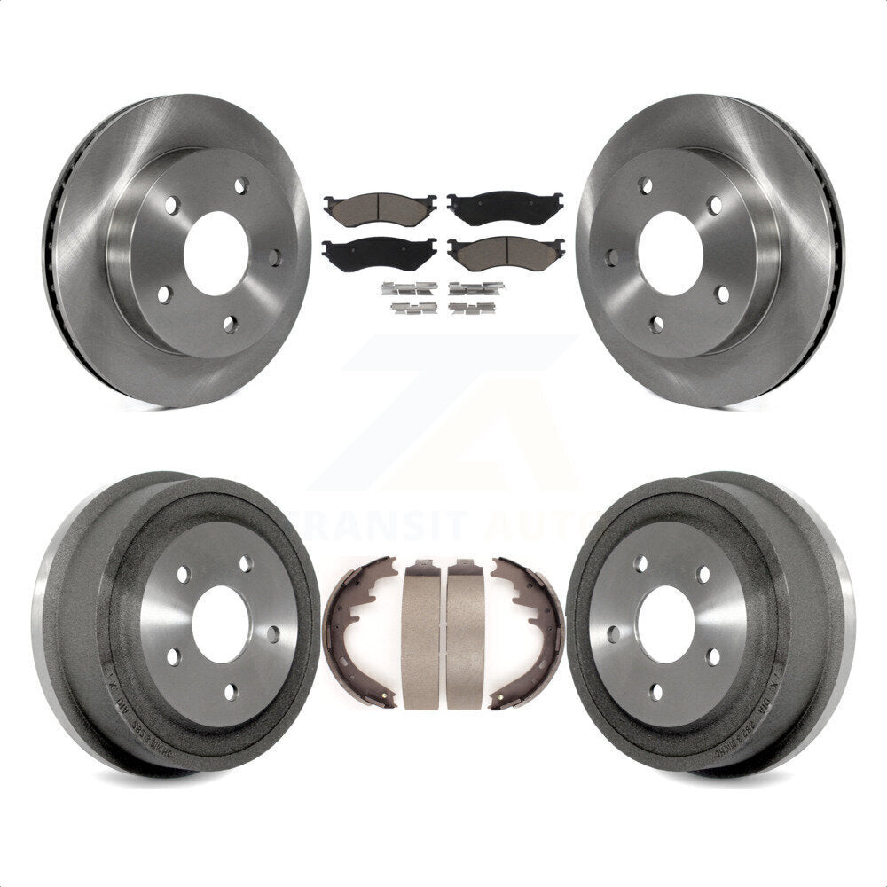 Front Rear Disc Brake Rotors Ceramic Pads And Drum Kit For 2000-2001 Dodge Ram 1500 RWD K8C-102408 by Transit Auto