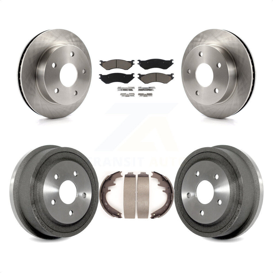 Front Rear Disc Brake Rotors Ceramic Pads And Drum Kit For 2000-2001 Dodge Ram 1500 4WD K8C-102409 by Transit Auto