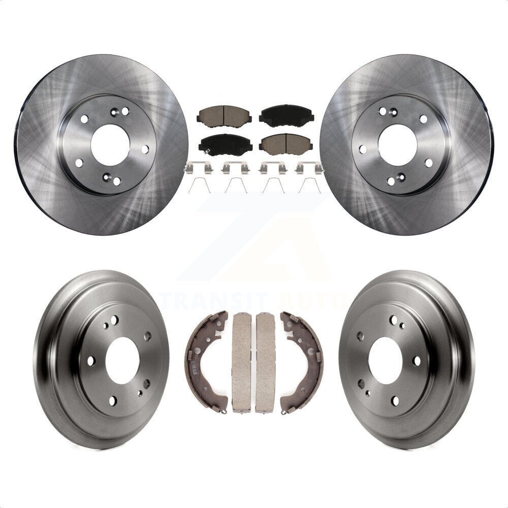 Front Rear Disc Brake Rotors Ceramic Pads And Drum Kit For Honda Civic K8C-102496 by Transit Auto