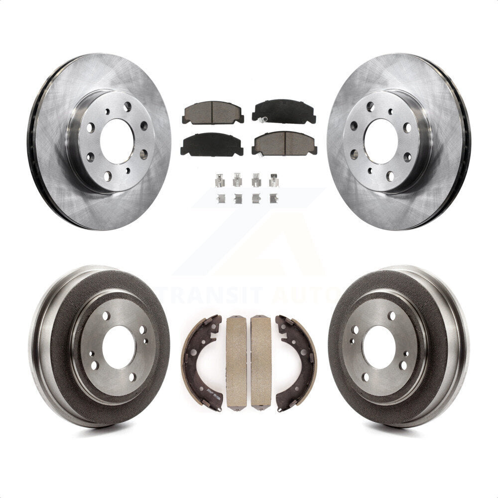 Front Rear Disc Brake Rotors Ceramic Pads And Drum Kit For Honda Civic K8C-102566 by Transit Auto