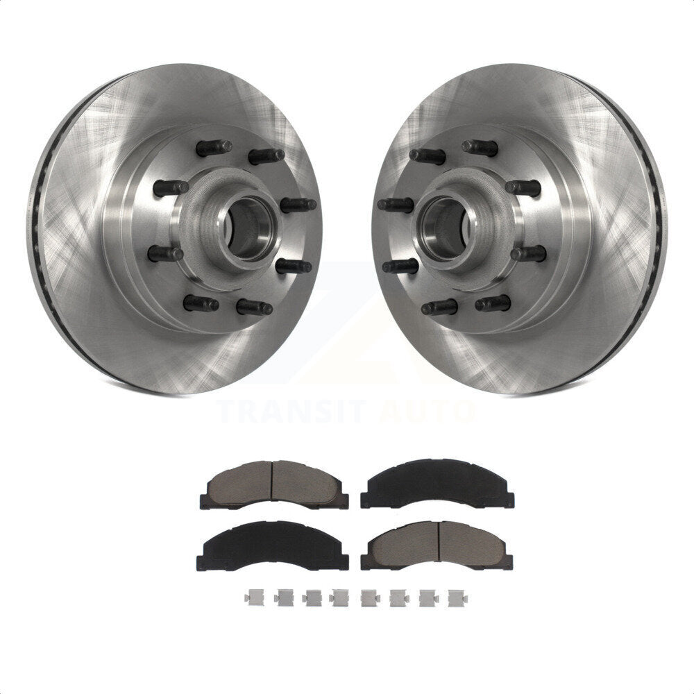 Front Disc Brake Rotors Hub Assembly And Ceramic Pads Kit For Ford E-350 Super Duty E-250 E-150 E-450 Econoline K8C-102669 by Transit Auto