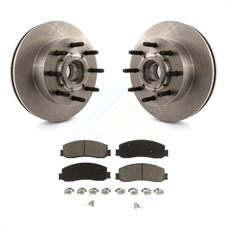 Front Disc Brake Rotors Hub Assembly And Ceramic Pads Kit For Ford F-250 Super Duty F-350 RWD K8C-102679 by Transit Auto