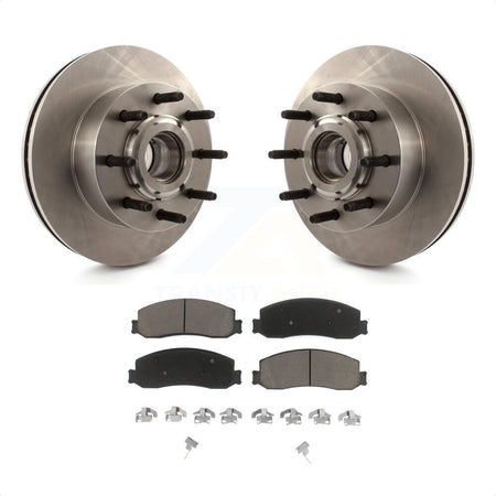 Front Disc Brake Rotors Hub Assembly And Ceramic Pads Kit For Ford F-250 Super Duty F-350 With Single Rear Wheels RWD K8C-102688 by Transit Auto