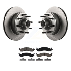 Front Disc Brake Rotors Hub Assembly And Ceramic Pads Kit For Ford E-350 Super Duty E-250 Econoline F-250 HD Club Wagon E-450 K8C-102695
