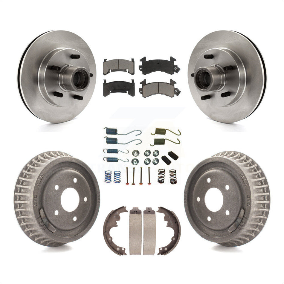 Front Rear Disc Brake Rotors Hub Assembly Ceramic Pads And Drum Kit (7Pc) For Chevrolet S10 GMC Sonoma Blazer Jimmy Isuzu Hombre K8C-102742 by Transit Auto