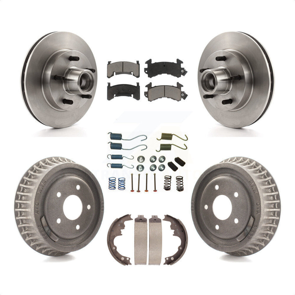 Front Rear Disc Brake Rotors Hub Assembly Ceramic Pads And Drum Kit (7Pc) For Chevrolet S10 GMC Sonoma Jimmy Blazer K8C-102744 by Transit Auto