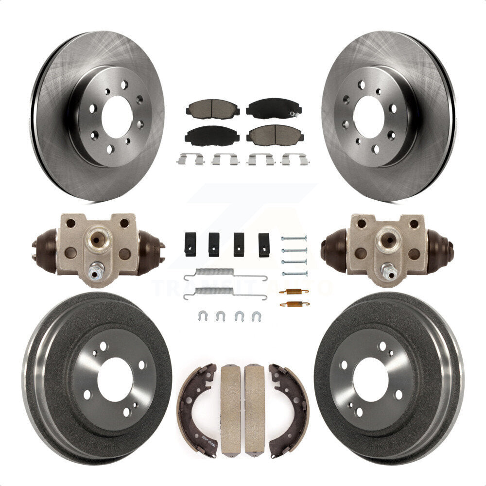 Front Rear Disc Brake Rotors Ceramic Pads And Drum Kit (9Pc) For Honda Civic K8C-102800 by Transit Auto