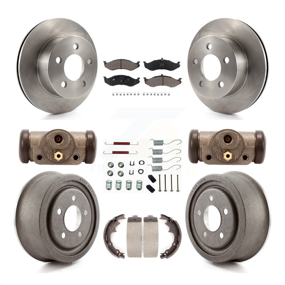 Front Rear Disc Brake Rotors Ceramic Pads And Drum Kit (9Pc) For Jeep Wrangler TJ K8C-102891 by Transit Auto