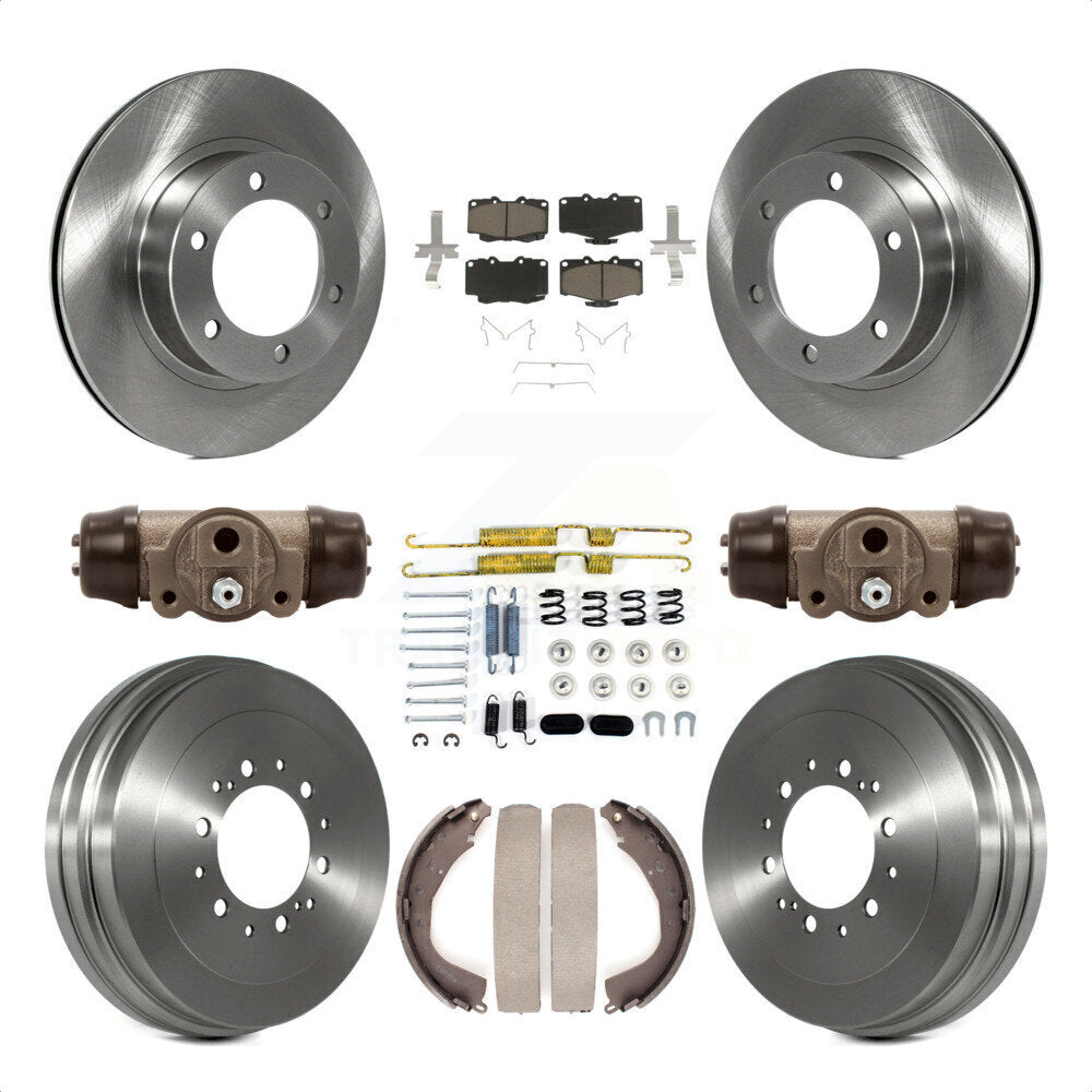 Front Rear Disc Brake Rotors Ceramic Pads And Drum Kit (9Pc) For 2004 Toyota Tacoma 4WD With 6 Lug Wheels 319mm Diameter Rotor K8C-102932 by Transit Auto